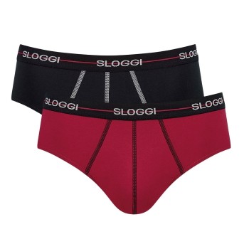 Sloggi 2P For Men Start Midi Rød/Sort bomuld Small Herre