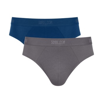 Sloggi 2P SLG Base Midi Briefs Grå/Blå bomuld Large Herre