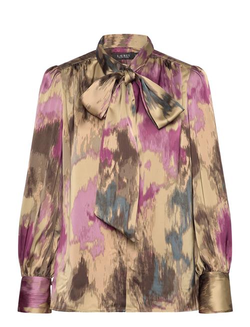 Floral Satin Charmeuse Tie-Neck Blouse Lauren Ralph Lauren Patterned