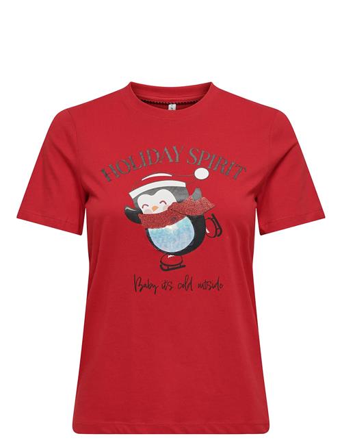 Onlkita Life Reg S/S Top Box Xmas Jrs ONLY Red