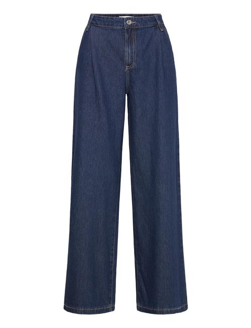 Wide-Leg Pleated Jeans Mango Blue