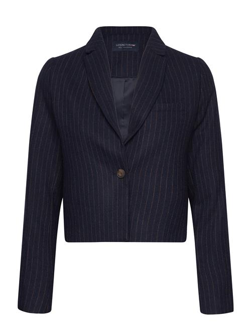Paula Pinstripe Wool Blend Cropped Blazer Lexington Clothing Navy