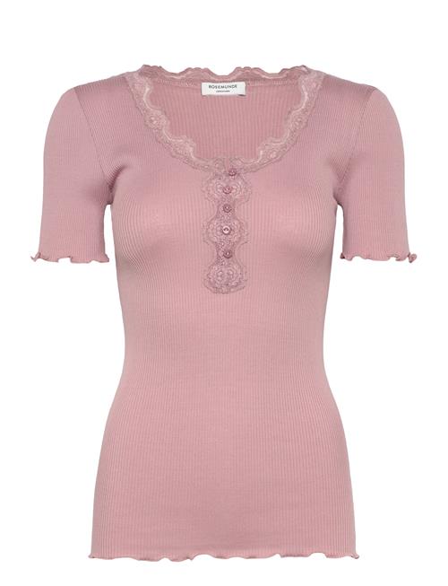 Rwbeatha Ss Regular W Button T-Shir Rosemunde Pink