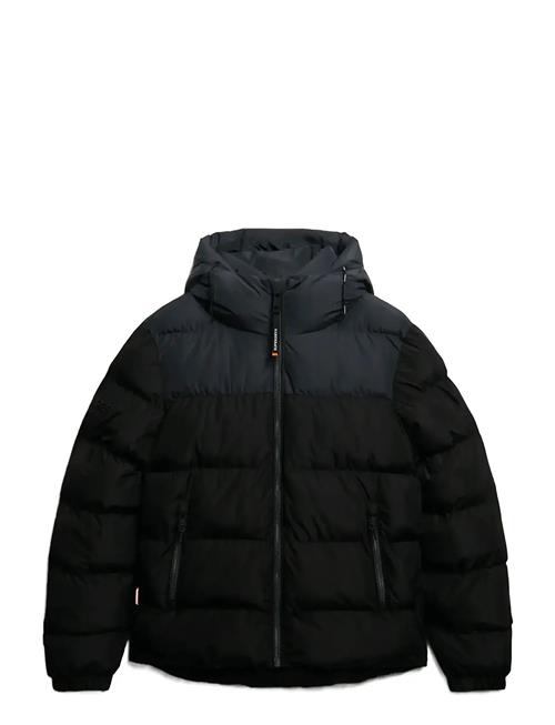 Colourblock Hooded Puffer Jkt Superdry Sport Black