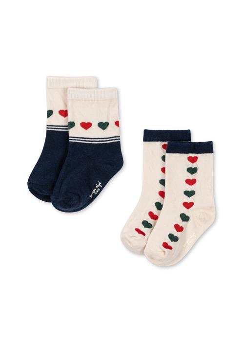 Konges Sløjd 2 Pack Jaquard Socks Heart Mix Heart Mix 25-28 EU  Rød  25-28 EU  kvinde