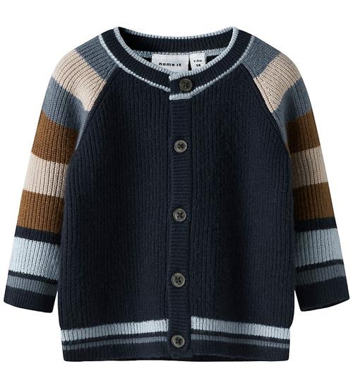 Name It Cardigan - Strik - Viskoseblanding - NbmSand - Navy Blaz