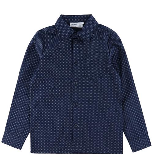 Name It Skjorte - NkmVilfred - Navy Blazer/Dot Kentucky Blue