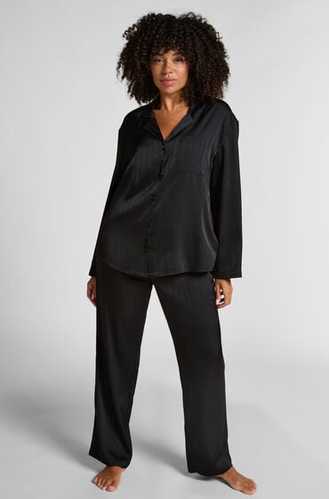 Hunkemöller Nålestribede satinbukser Sort