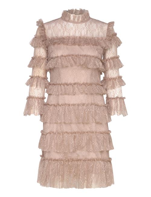 Carmine Frill Mini Lace Dress Malina Beige