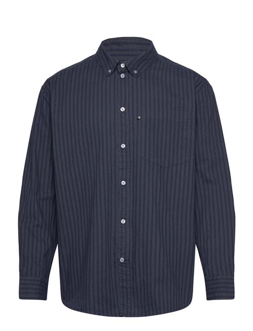 Wwday Striped Aa Embroidery Shirt G WOOD WOOD Navy