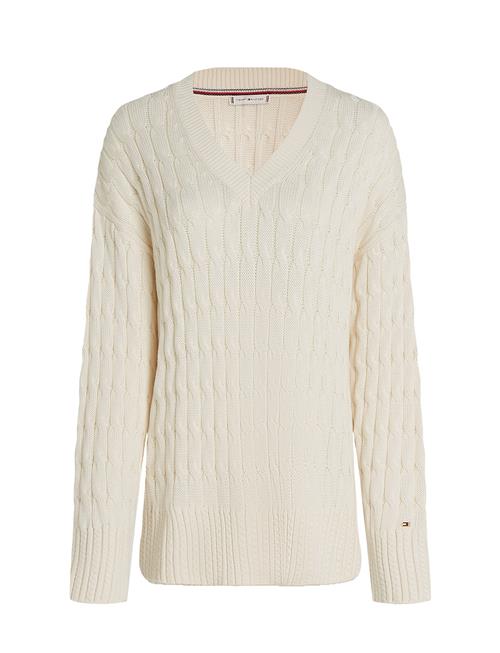 Soft Co Cable Rlx V-Nk Ls Swt Tommy Hilfiger Cream