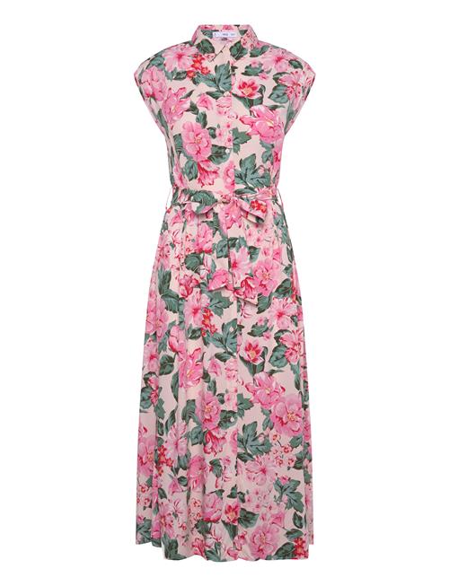 Printed Shirt Dress With Belt Mango Pink
