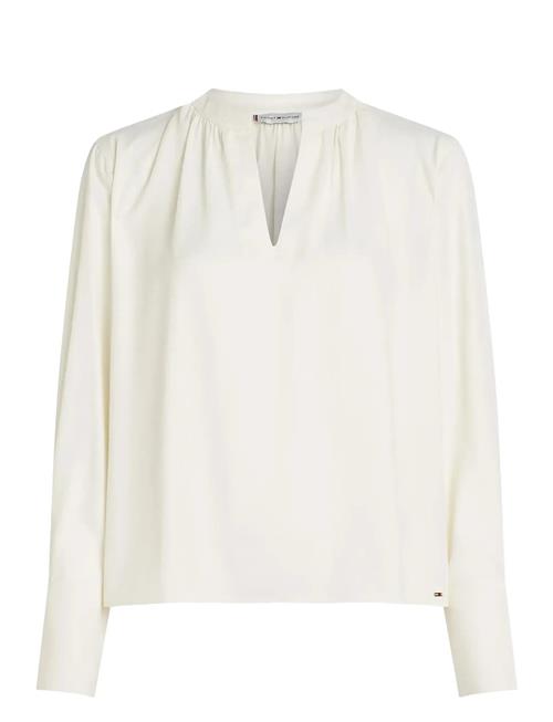 Soft Viscose V-Neck Ls Blouse Tommy Hilfiger White