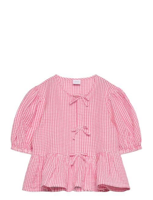 Blouse Tie Detail And Yd Check Lindex Pink