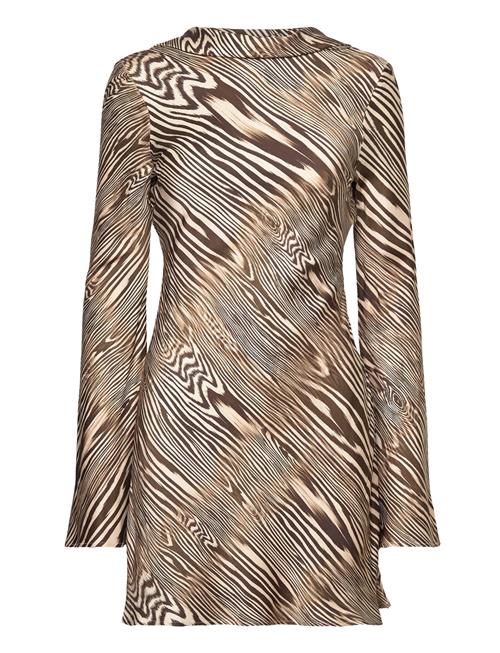 Cezanne Low Back Satin Mini Dress Malina Brown