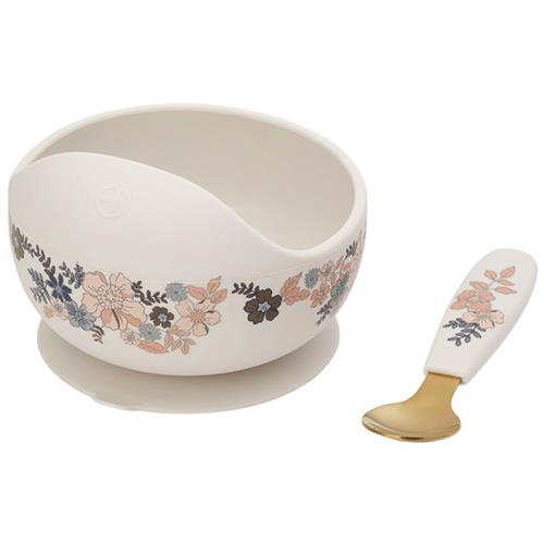 Elodie Silikone Skål Med Ske Garden Blue Blue Garden Lt Placement-One Size  Rød  One Size  unisex