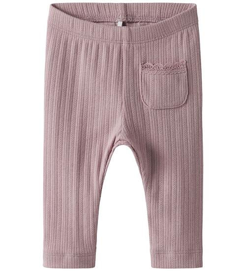 Name It Leggings - Rib - NbfSiva - Keepsake Lilac m. Hulmønster