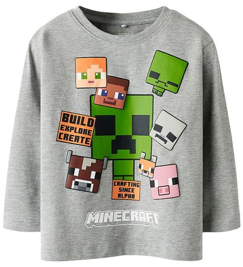 Name it Bluse - NmmNyle - Minecraft - Gråmeleret