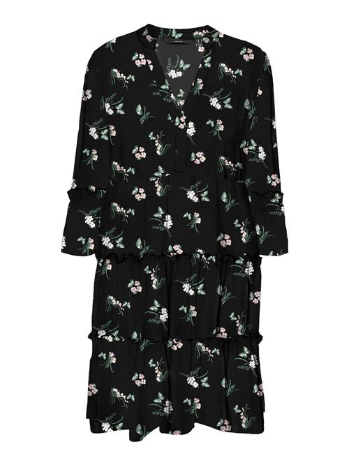 VERO MODA Kjole 'EASY JOY'  smaragd / pudder / sort / hvid