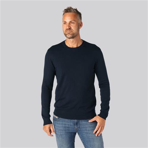 Bambus striktrøje o-hals i navy til mænd