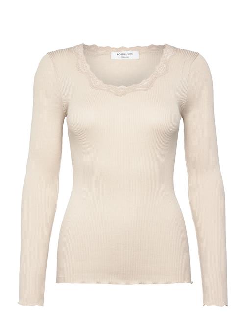 Rwbabette Silk Ls U-Neck Lace T-Shi Rosemunde Cream