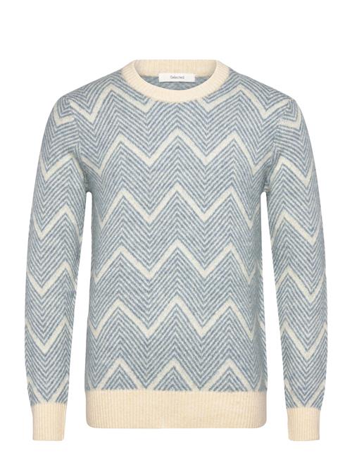 Slhrai Ls Knit Crew Neck Noos Selected Blue