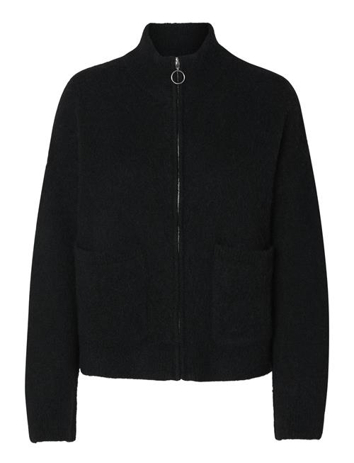 Slfsia Ras Ls Knit Zipper Cardigan Noos Selected Black