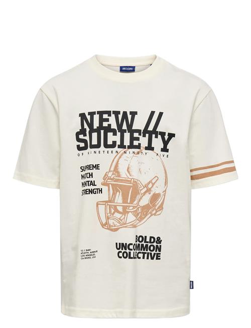 Osjsociety Life S/S Rlx Printed Tee Jrs ONLY & SONS White