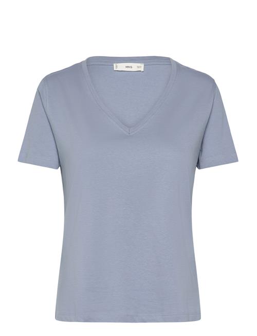 V-Neck Cotton T-Shirt Mango Blue