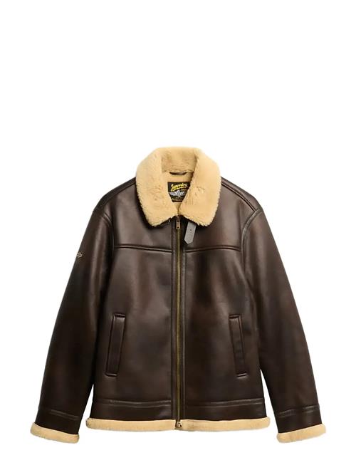 Faux Shearling Aviator Jacket Superdry Brown