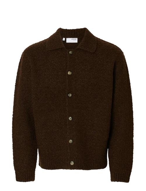 Slhloyd Ls Knit Boucle Polo Cardigan Selected Brown