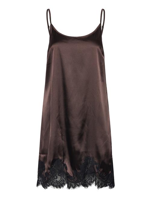Nmceleste S/L Satin Lace Short Dress NOISY MAY Brown