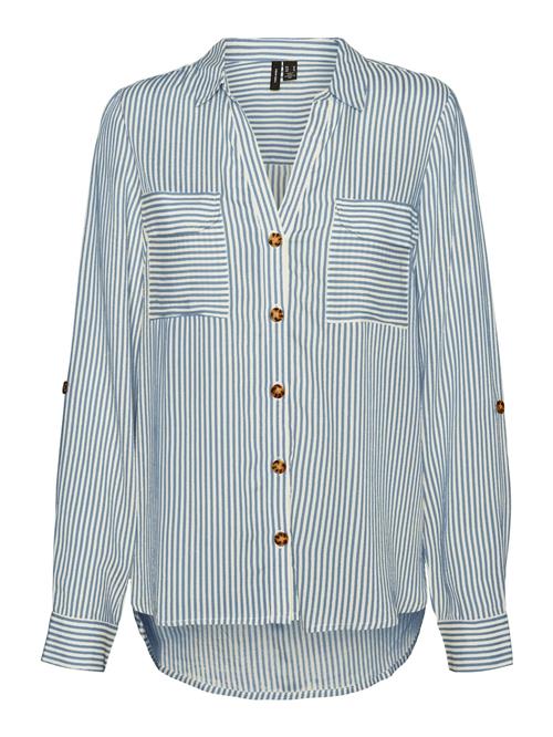 VERO MODA Bluse 'Bumpy'  marin / hvid