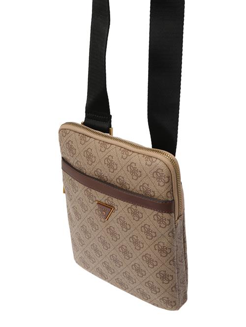 GUESS Skuldertaske 'MILANO CROSSBODY FLAT'  mørkebeige / brun / guld