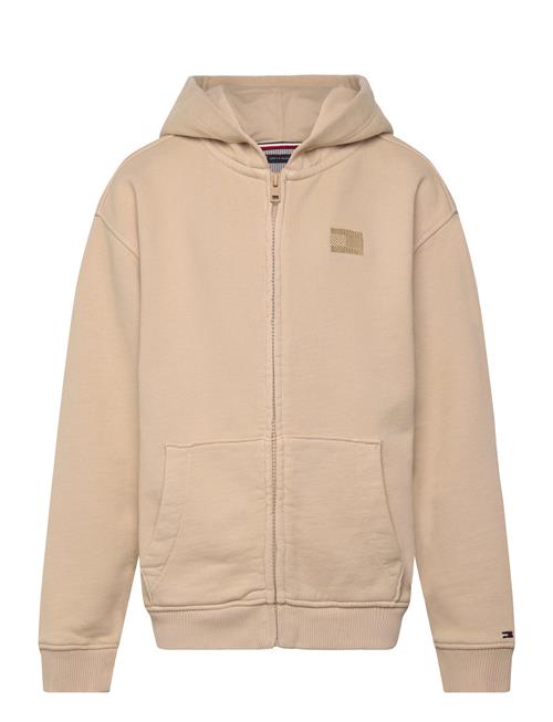Tonal Flag Emb Zip Hoodie Tommy Hilfiger Cream