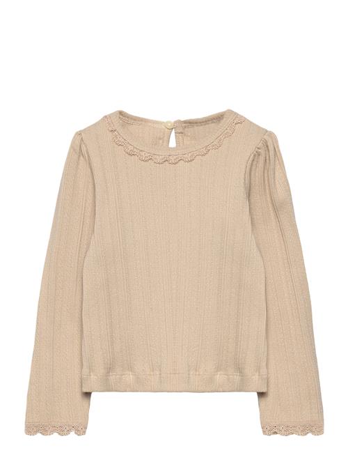 T-Shirt Ls Pointelle En Fant Beige