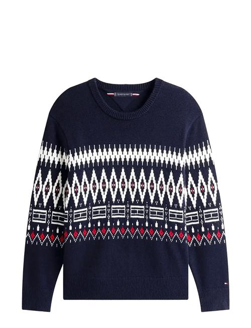 Placed Fairisle Wool Blend Crew Tommy Hilfiger Navy