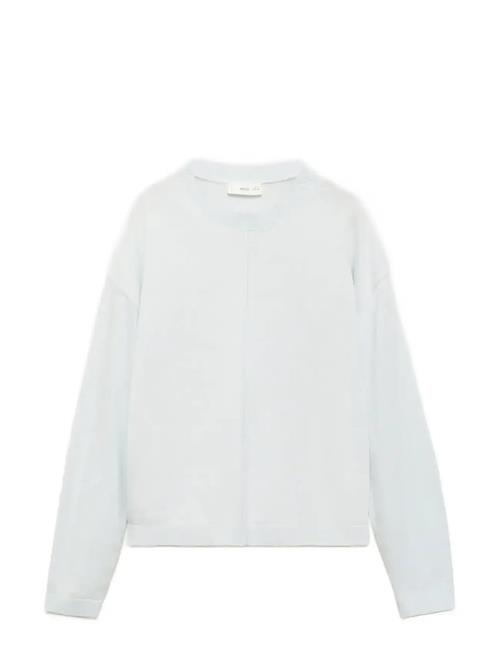 Decorative Seams Cotton Sweater Mango Blue