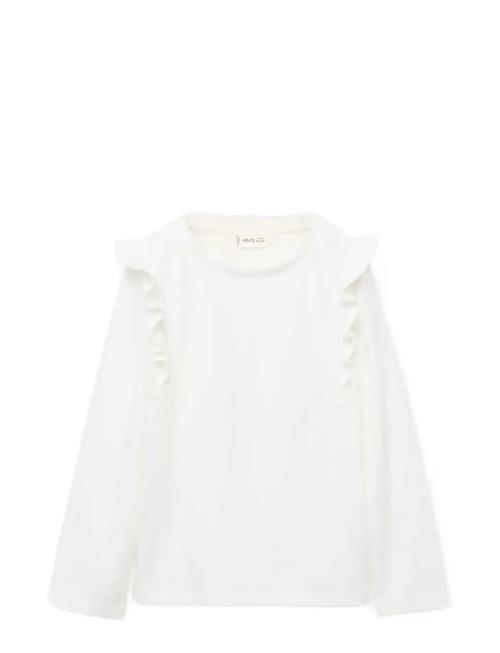 Frills Cotton T-Shirt Mango White