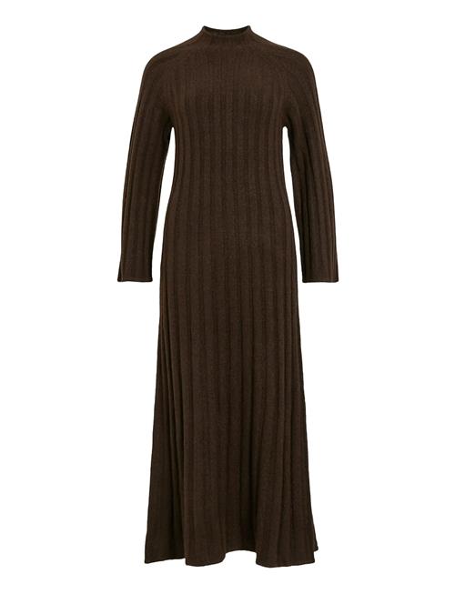 Vicleo Highneck L/S Ankle Knit Dress Vila Brown