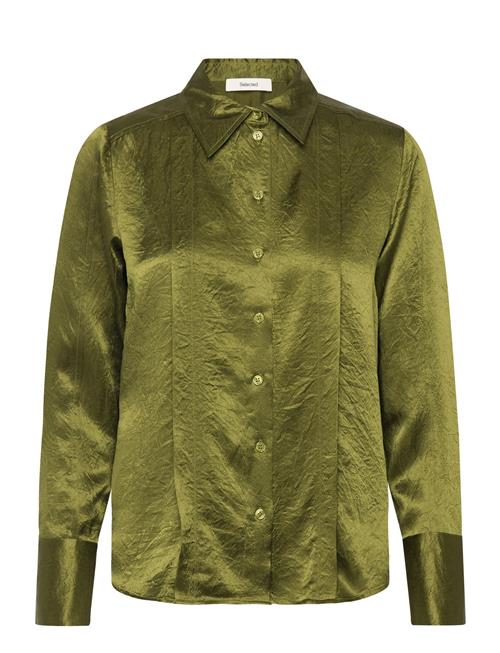 Slfselene Ls Panel Shirt Ex Selected Green