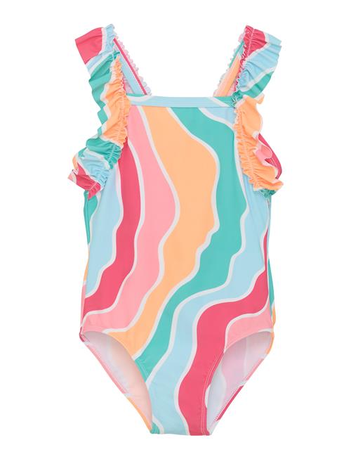 Swimsuit W. Frills, Aop Color Kids Patterned