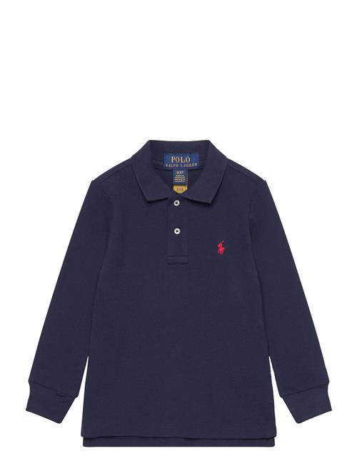 Cotton Mesh Long-Sleeve Polo Shirt Ralph Lauren Kids Blue