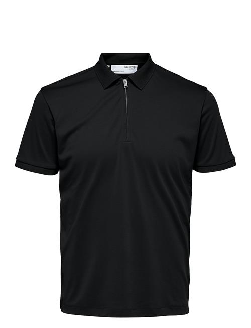 Slhfave Zip Ss Polo Selected Black