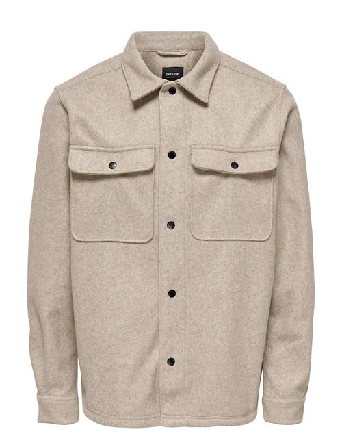 Onsash Ovr Woolen Look Pkt Ls Shirt Noos ONLY & SONS Beige