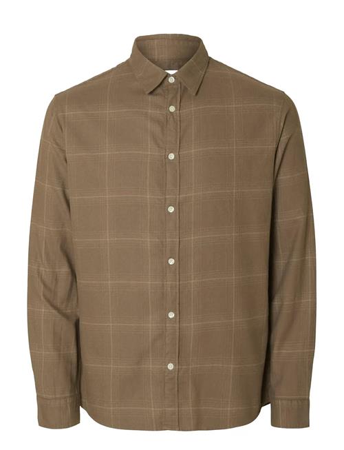 Slhslimowen-Flannel Shirt Ls Noos Selected Brown