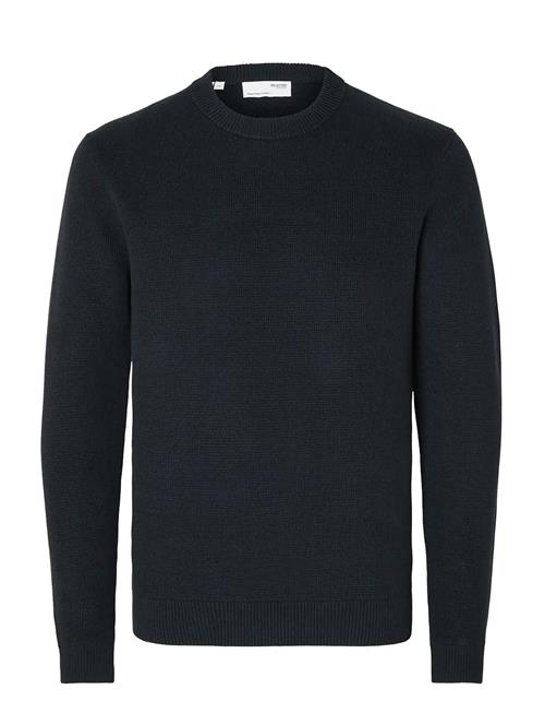 Slhdane Ls Knit Structure Crew Neck Noos Selected Navy