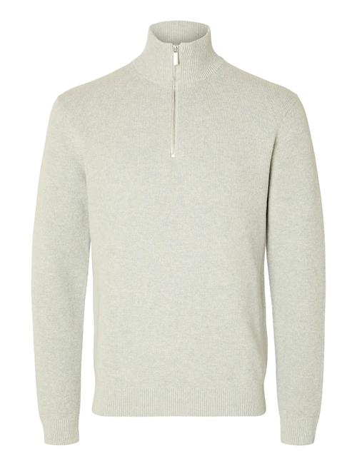 Slhdane Ls Knit Structure Half Zip Noos Selected Grey