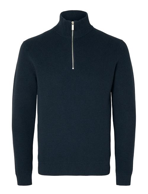 Slhdane Ls Knit Structure Half Zip Noos Selected Navy