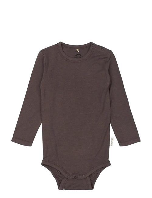 Wool/Bamboo Ls Body Mikk-line Brown